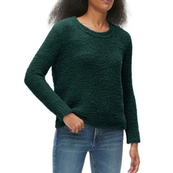 Michael Stars Freja Teddy Fit Fuzzy Pullover Sweater Dark Green Large Cozy - Picture 1 of 9